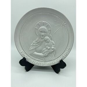 VTG 1974 FRANKOMA Pottery Christmas Collector's Plate "She Loved And Cared"